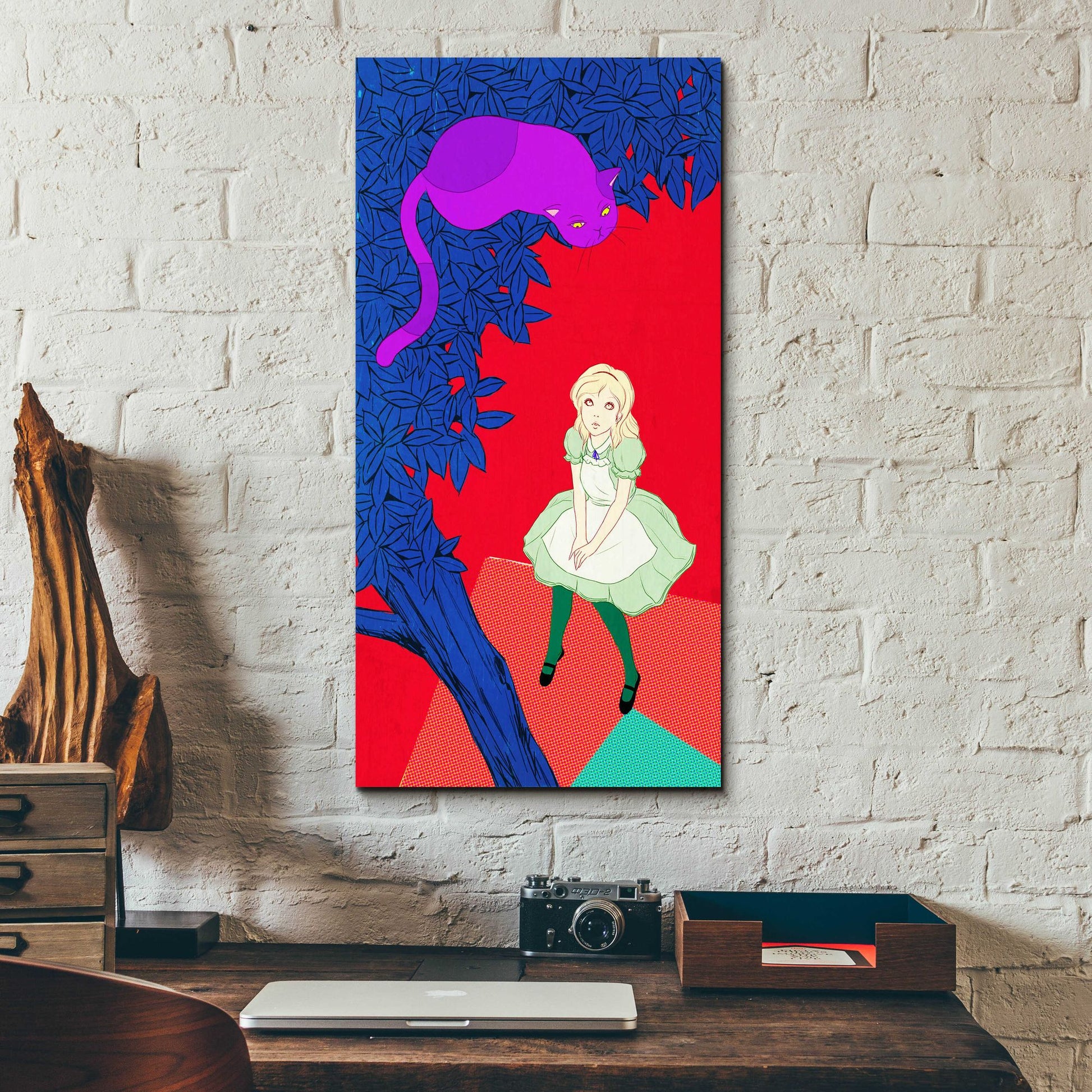 Epic Art 'Alice and Cheshire Cat' by Sai Tamiya, Acrylic Glass Wall Art,12x24