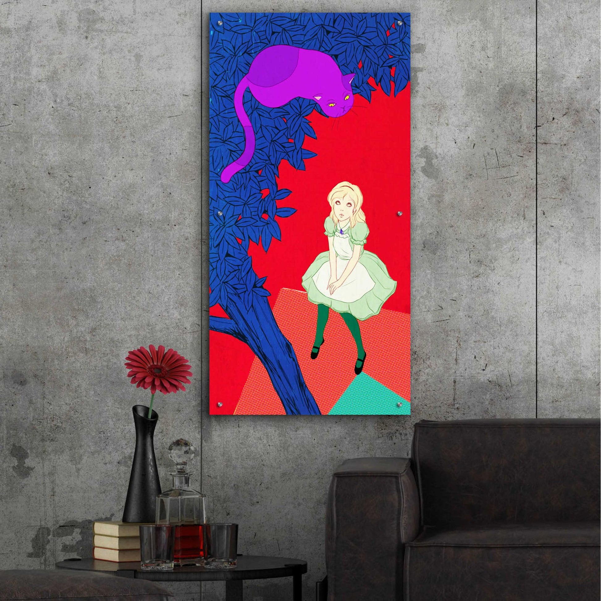 Epic Art 'Alice and Cheshire Cat' by Sai Tamiya, Acrylic Glass Wall Art,24x48