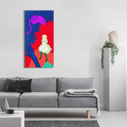 Epic Art 'Alice and Cheshire Cat' by Sai Tamiya, Acrylic Glass Wall Art,24x48