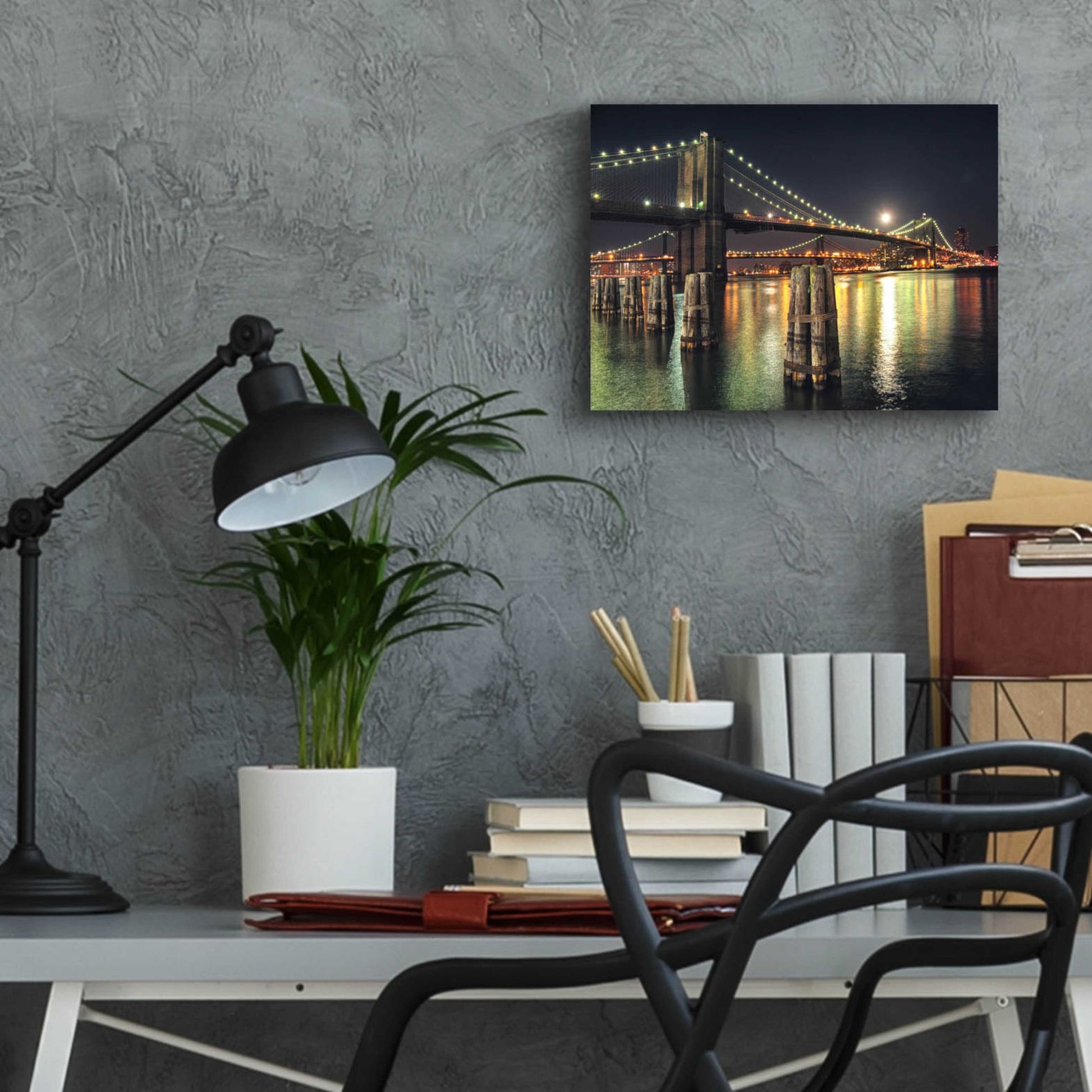 Epic Art 'Moon Over Brooklyn' by Natalie Mikaels, Acrylic Glass Wall Art,16x12