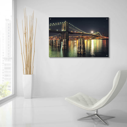 Epic Art 'Moon Over Brooklyn' by Natalie Mikaels, Acrylic Glass Wall Art,36x24
