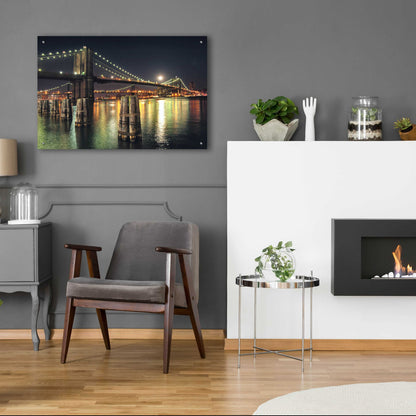 Epic Art 'Moon Over Brooklyn' by Natalie Mikaels, Acrylic Glass Wall Art,36x24