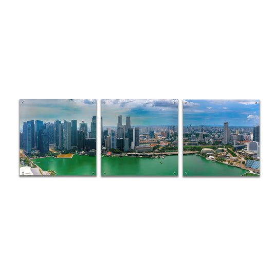 Epic Art 'Singapore Skyline' by Epic Portfolio, Acrylic Glass Wall Art 3 Piece