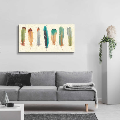 Epic Art 'Feather Tales VII' by Daphne Brissonnet, Acrylic Glass Wall Art,48x24