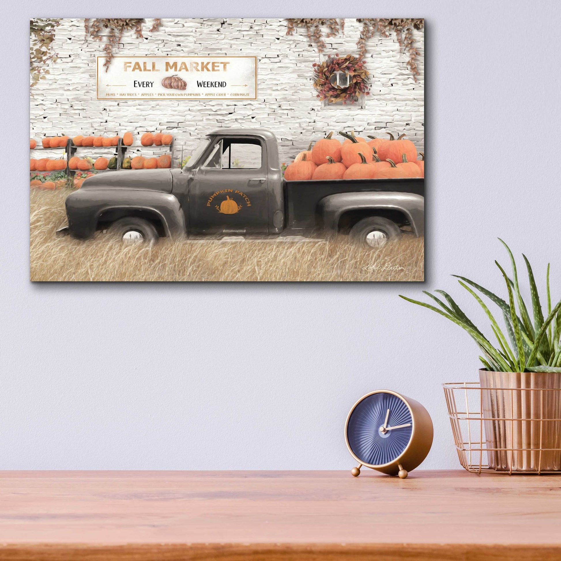 Epic Art 'Fall Pumpkin Market' by Lori Deiter Acrylic Glass Wall Art,16x12