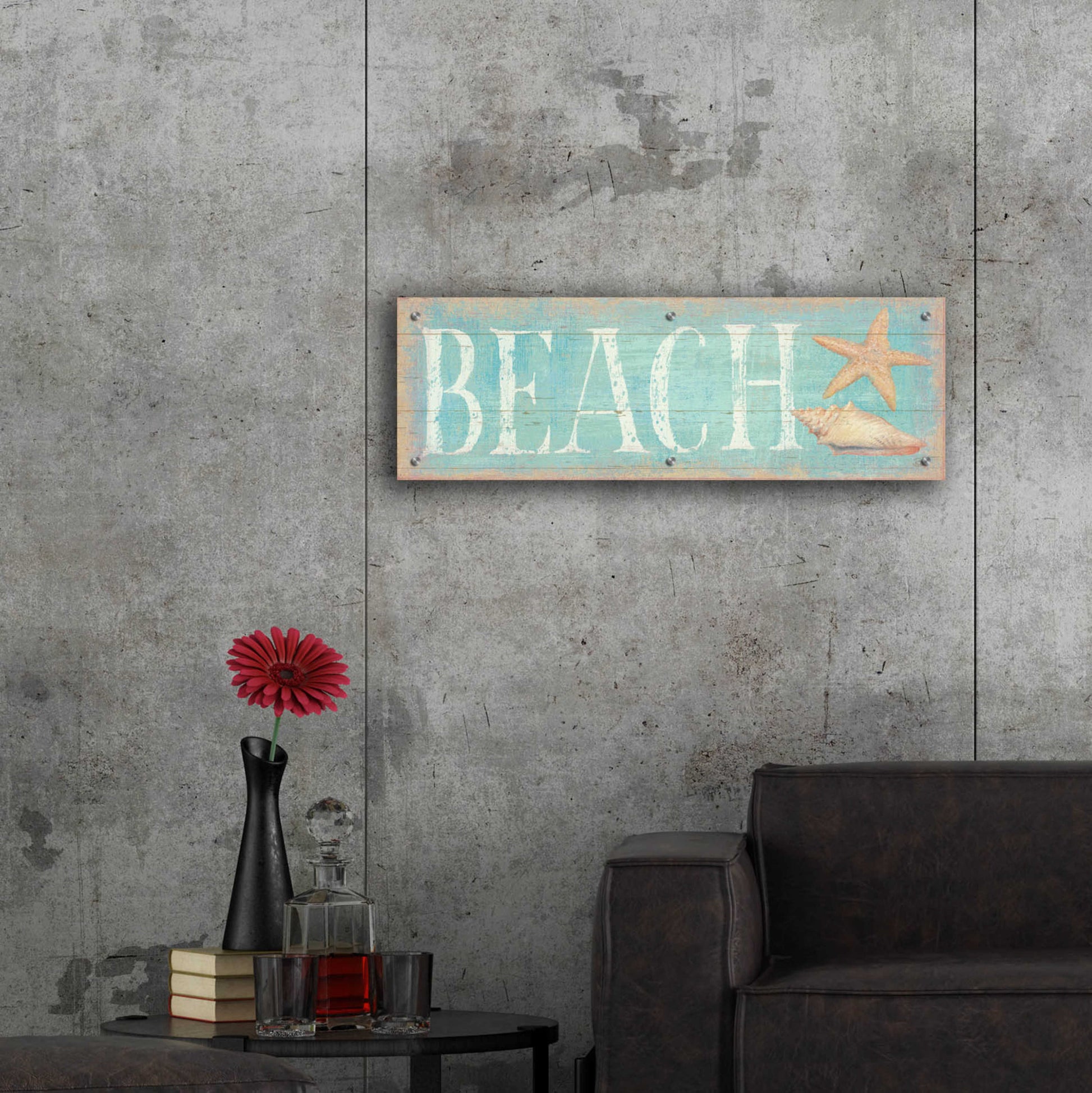 Epic Art 'Pastel Beach' by Daphne Brissonnet, Acrylic Glass Wall Art,36x12