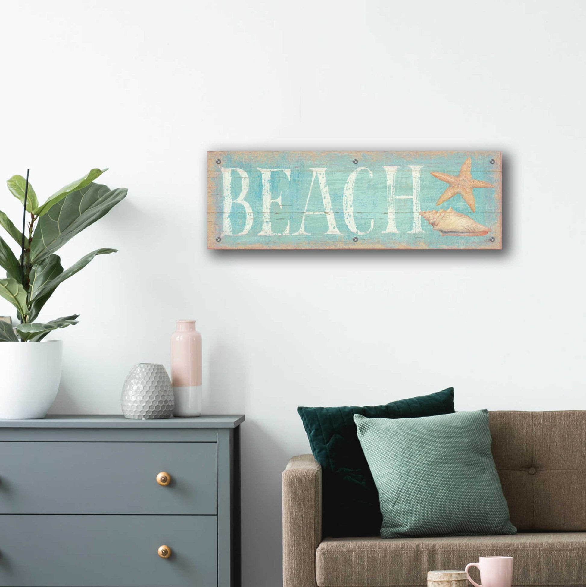 Epic Art 'Pastel Beach' by Daphne Brissonnet, Acrylic Glass Wall Art,36x12