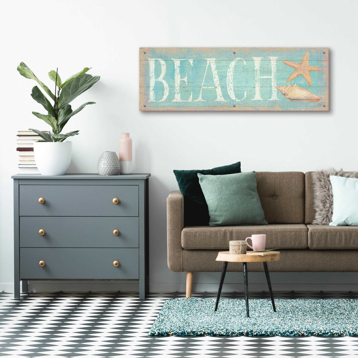Epic Art 'Pastel Beach' by Daphne Brissonnet, Acrylic Glass Wall Art,48x16