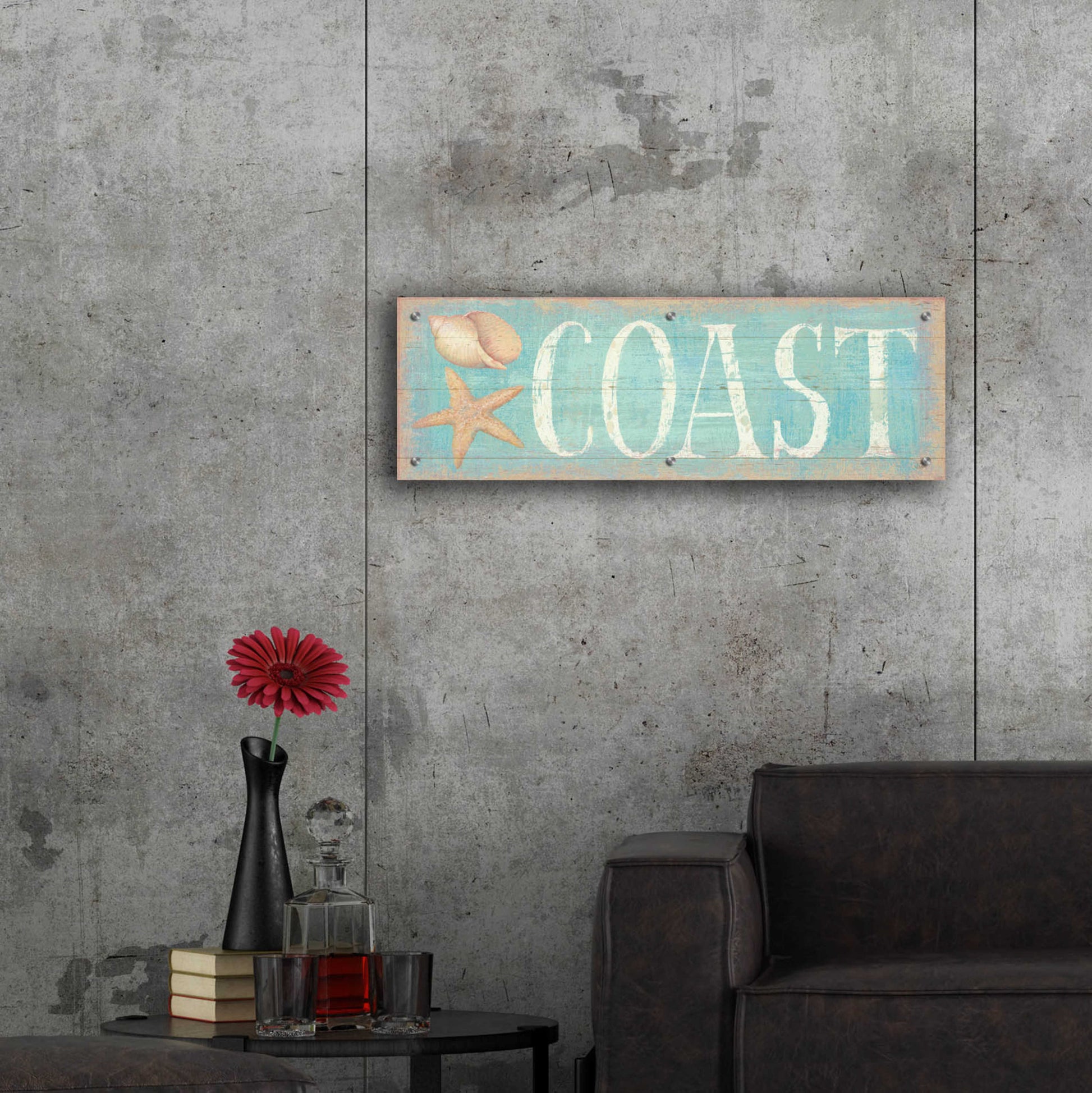 Epic Art 'Pastel Coast' by Daphne Brissonnet, Acrylic Glass Wall Art,36x12