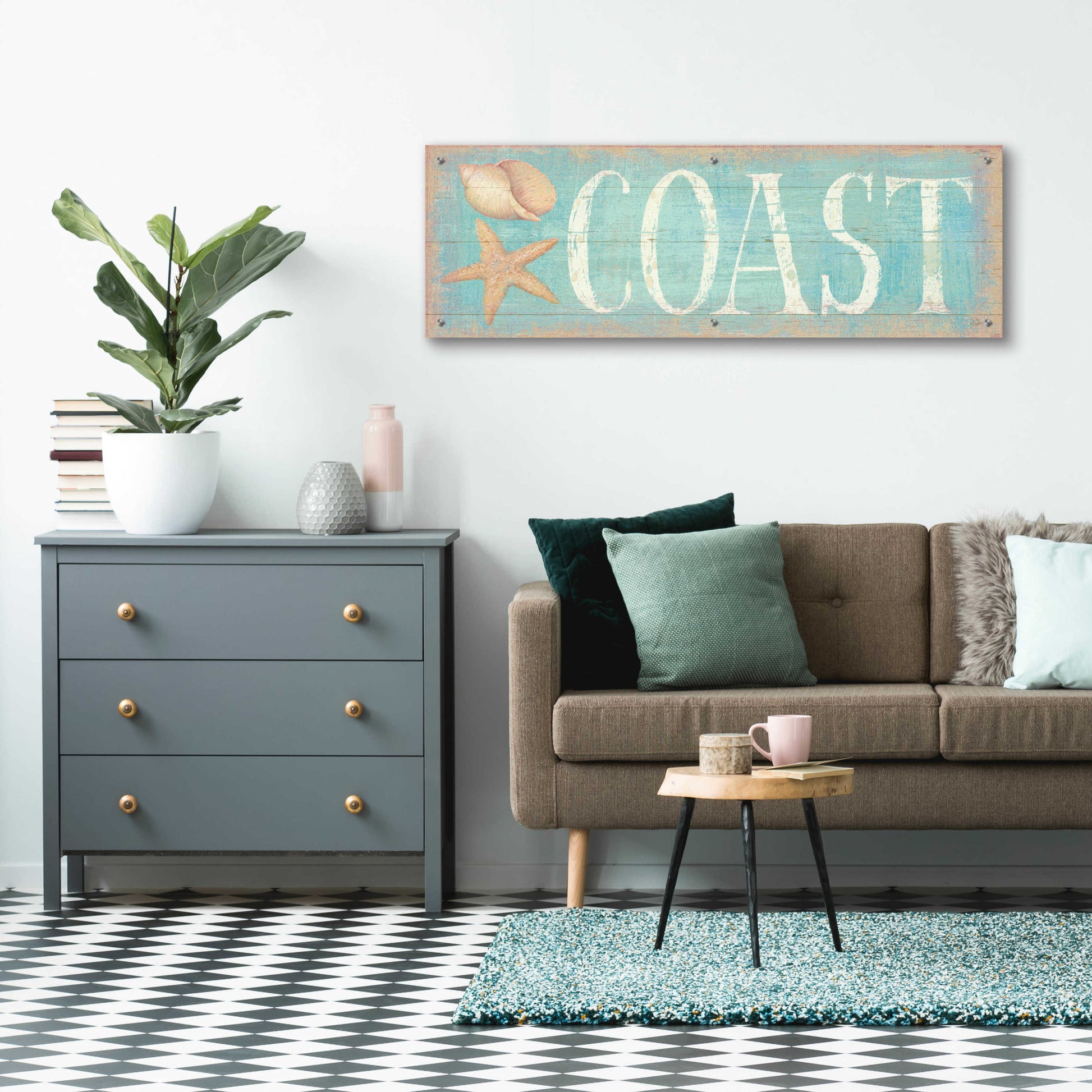 Epic Art 'Pastel Coast' by Daphne Brissonnet, Acrylic Glass Wall Art,48x16
