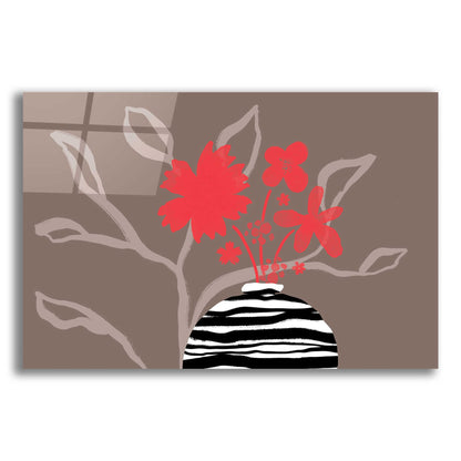 Epic Art 'Dancing Red Flowers' by Delores Naskrent Acrylic Glass Wall Art,24x16