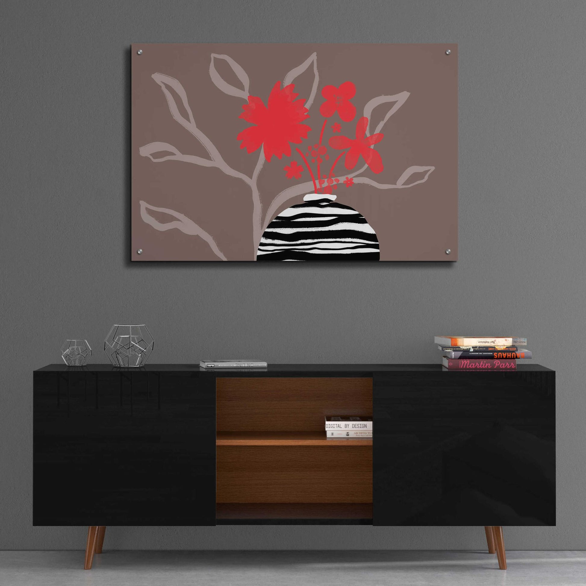 Epic Art 'Dancing Red Flowers' by Delores Naskrent Acrylic Glass Wall Art,36x24