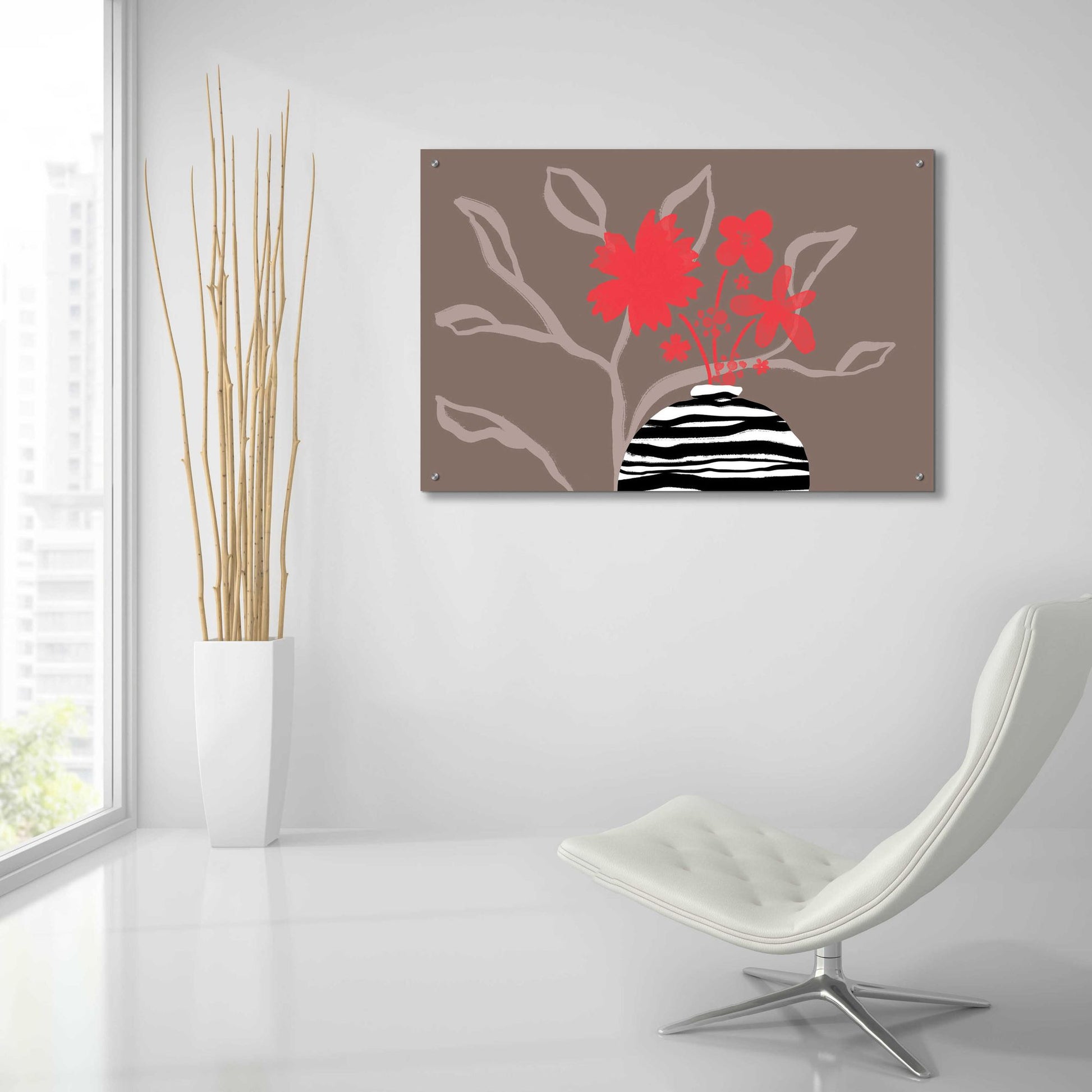 Epic Art 'Dancing Red Flowers' by Delores Naskrent Acrylic Glass Wall Art,36x24