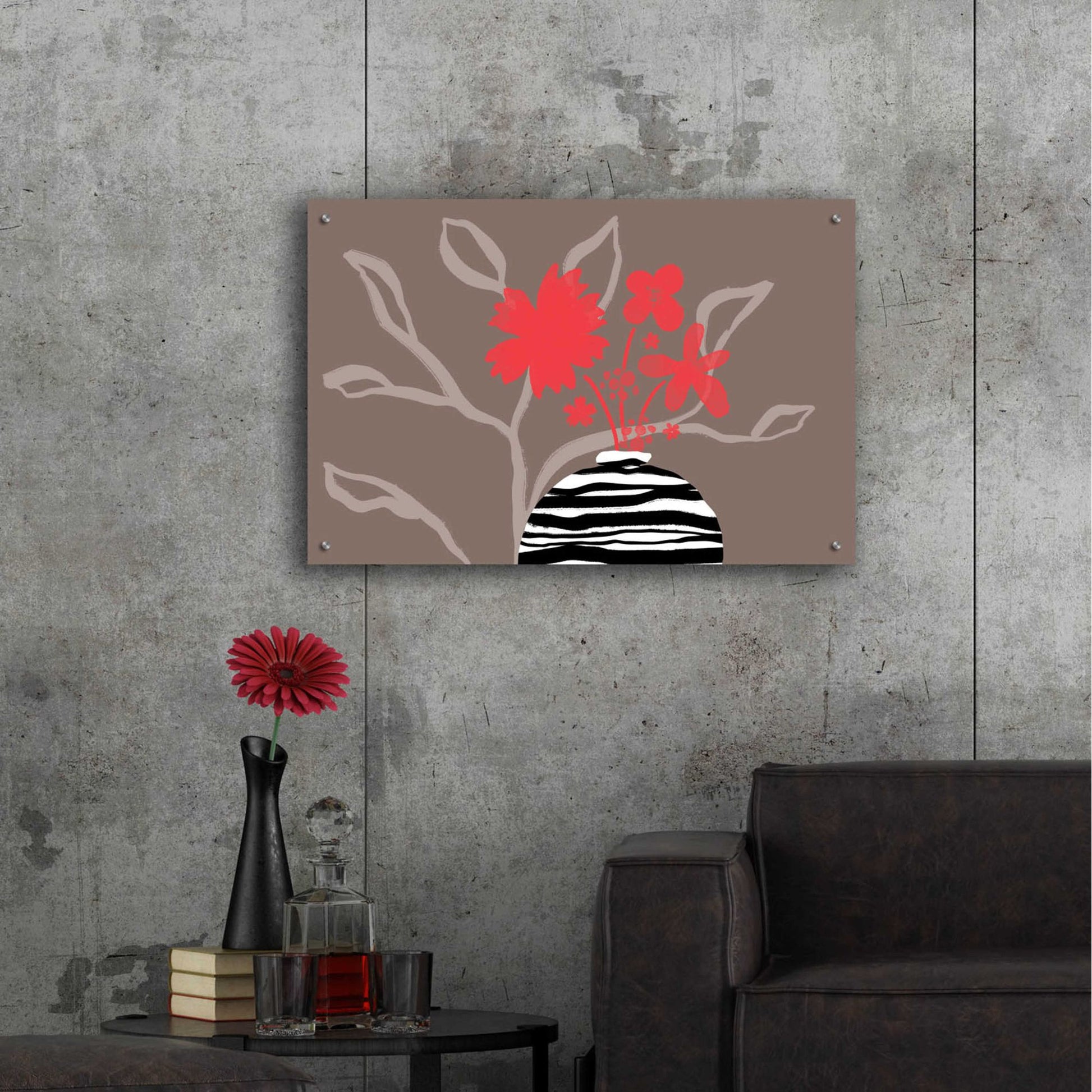 Epic Art 'Dancing Red Flowers' by Delores Naskrent Acrylic Glass Wall Art,36x24