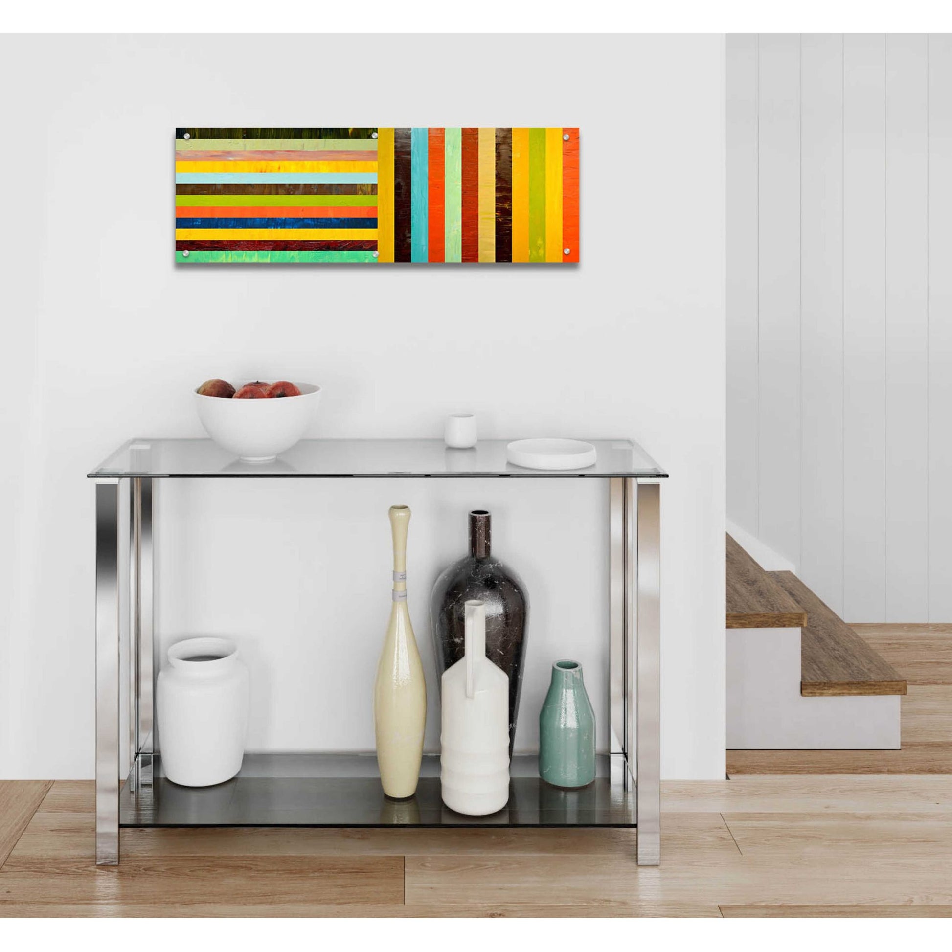 Epic Art 'Panel Abstract Digital' by Michelle Calkins, Acrylic Glass Wall Art,36x12