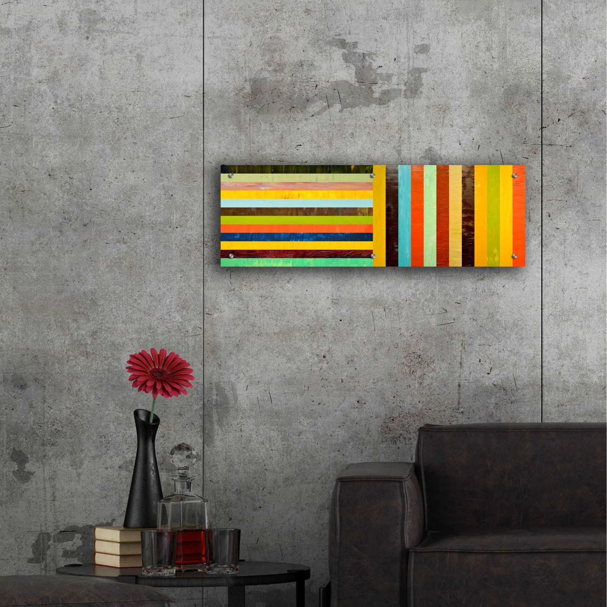 Epic Art 'Panel Abstract Digital' by Michelle Calkins, Acrylic Glass Wall Art,36x12