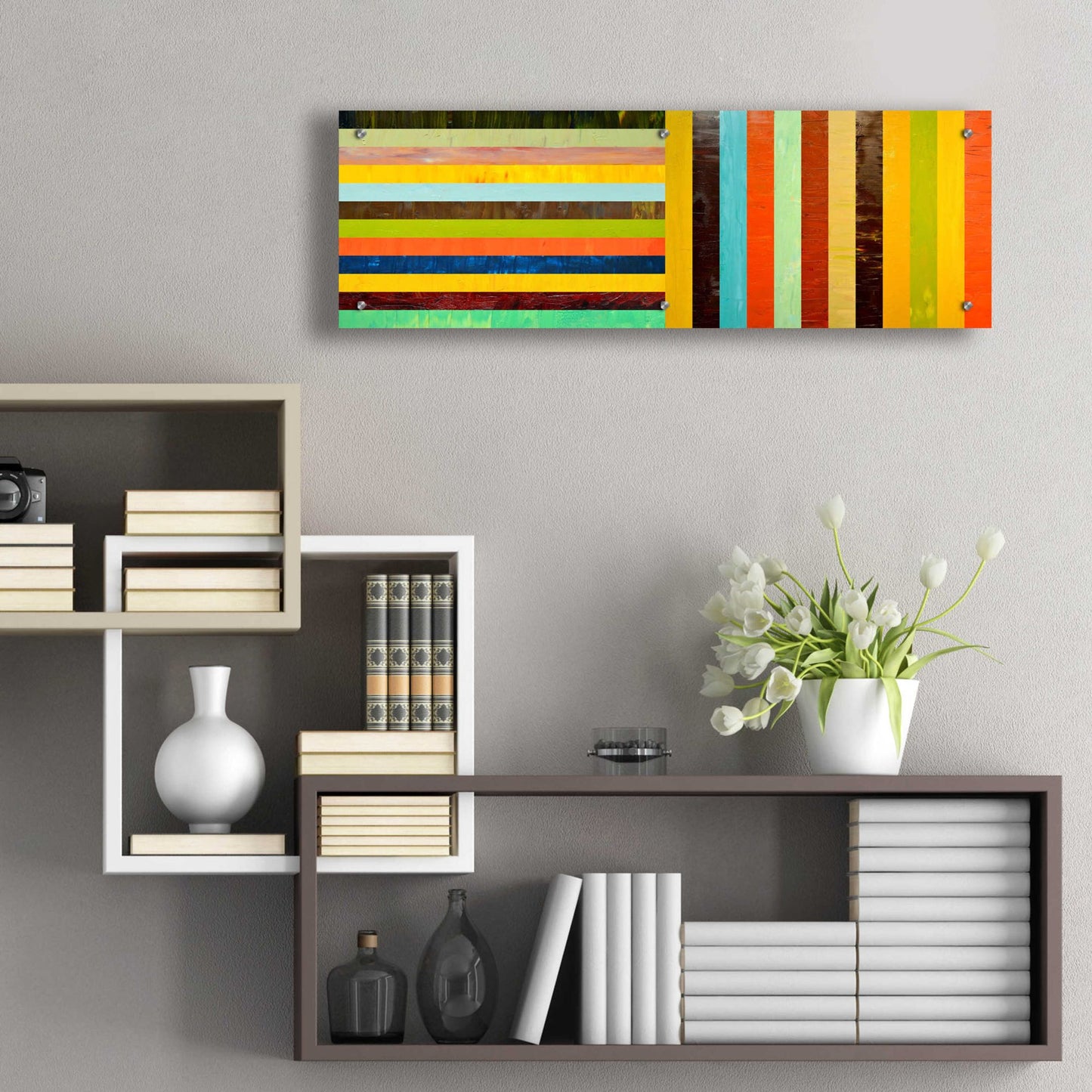 Epic Art 'Panel Abstract Digital' by Michelle Calkins, Acrylic Glass Wall Art,36x12