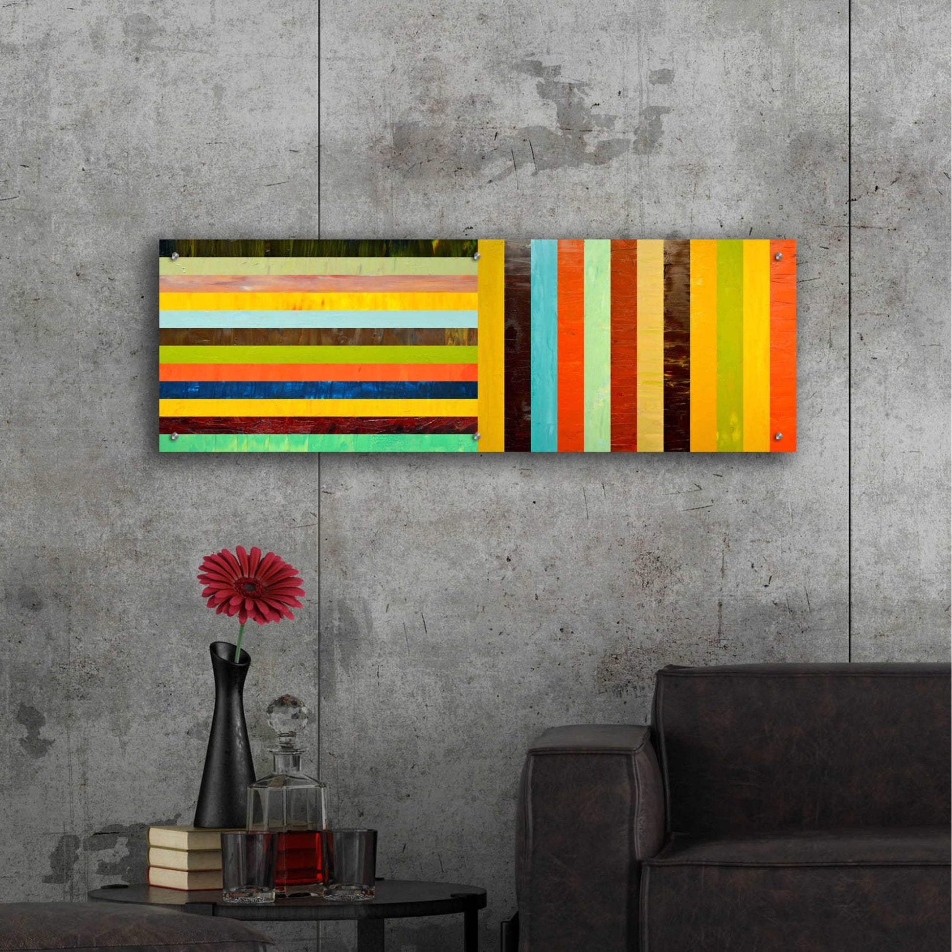Epic Art 'Panel Abstract Digital' by Michelle Calkins, Acrylic Glass Wall Art,48x16