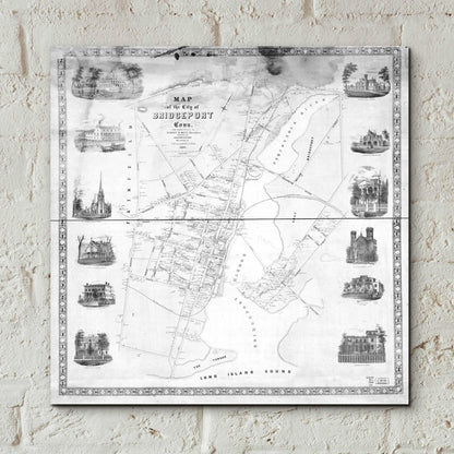 Epic Art 'Map of Bridgeport, CT 1850' by  Epic Graffiti Portfolio, Acrylic Glass Wall Art,12x12