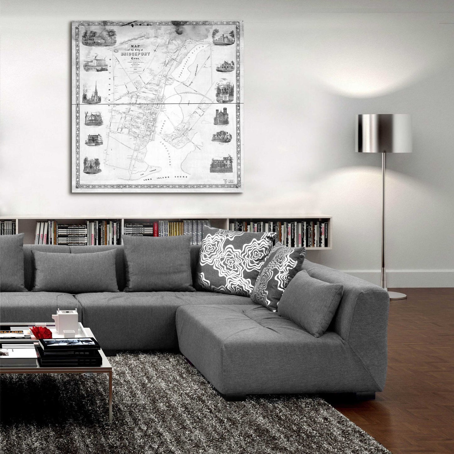 Epic Art 'Map of Bridgeport, CT 1850' by  Epic Graffiti Portfolio, Acrylic Glass Wall Art,36x36