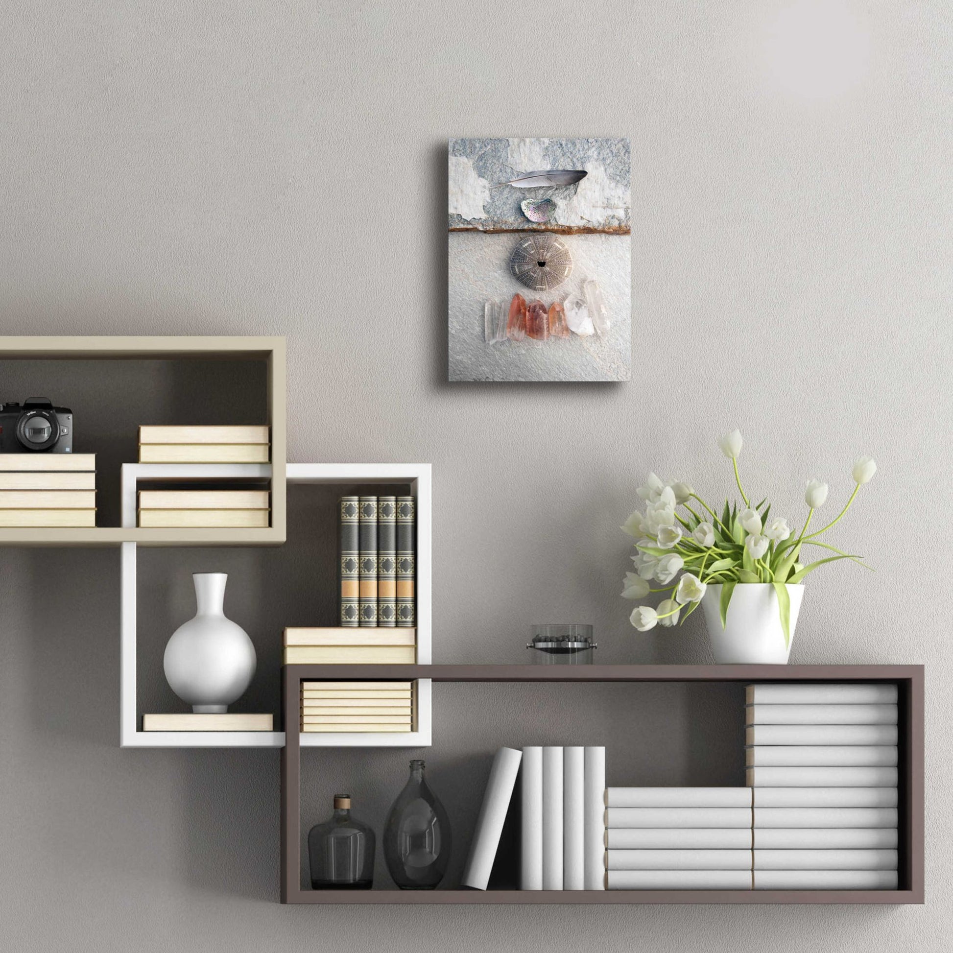 Epic Art 'Feather Ocean Earth Meditation' by Elena Ray, Acrylic Glass Wall Art,12x16