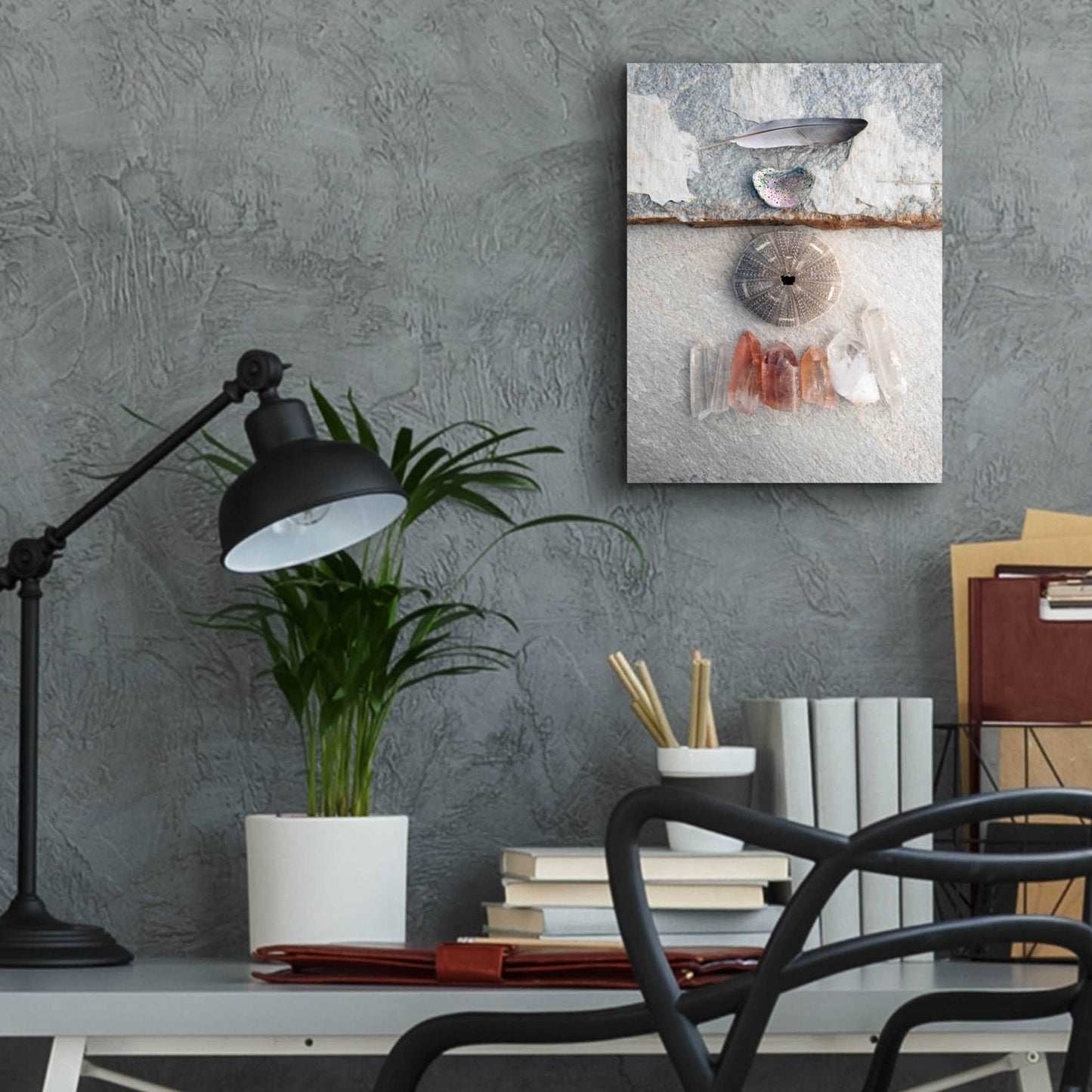 Epic Art 'Feather Ocean Earth Meditation' by Elena Ray, Acrylic Glass Wall Art,12x16