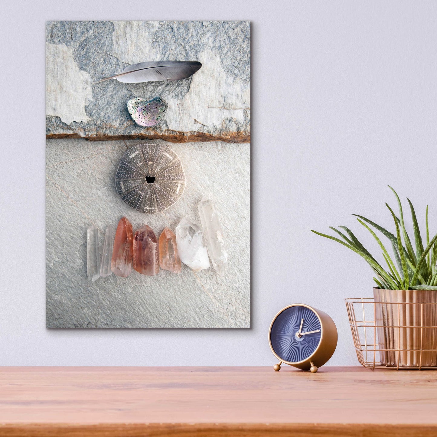 Epic Art 'Feather Ocean Earth Meditation' by Elena Ray, Acrylic Glass Wall Art,12x16