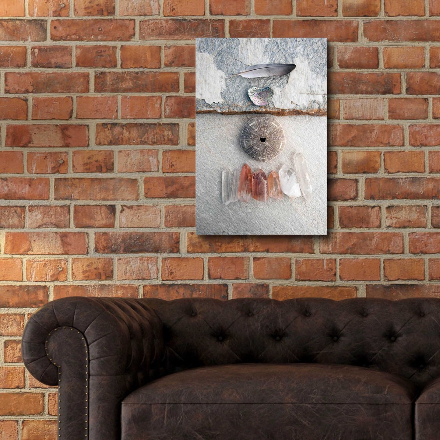 Epic Art 'Feather Ocean Earth Meditation' by Elena Ray, Acrylic Glass Wall Art,16x24