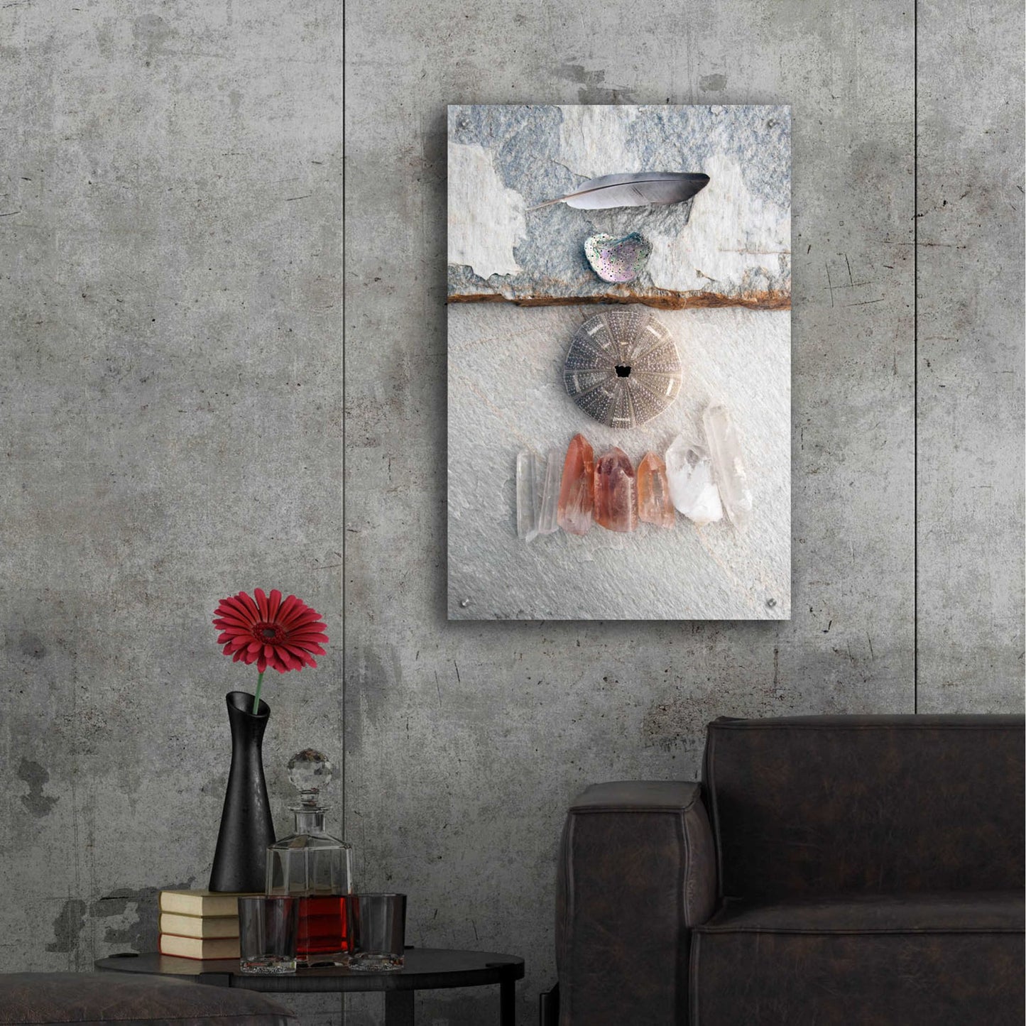 Epic Art 'Feather Ocean Earth Meditation' by Elena Ray, Acrylic Glass Wall Art,24x36