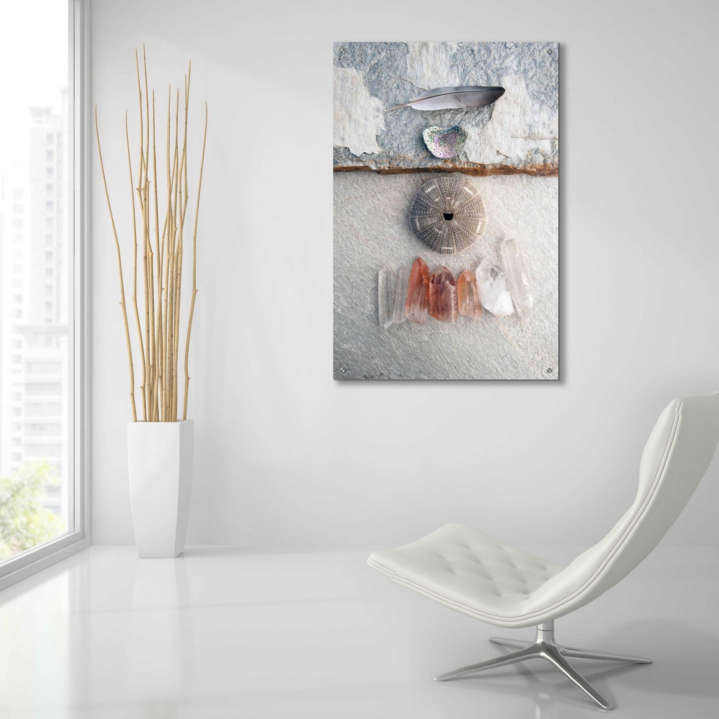 Epic Art 'Feather Ocean Earth Meditation' by Elena Ray, Acrylic Glass Wall Art,24x36