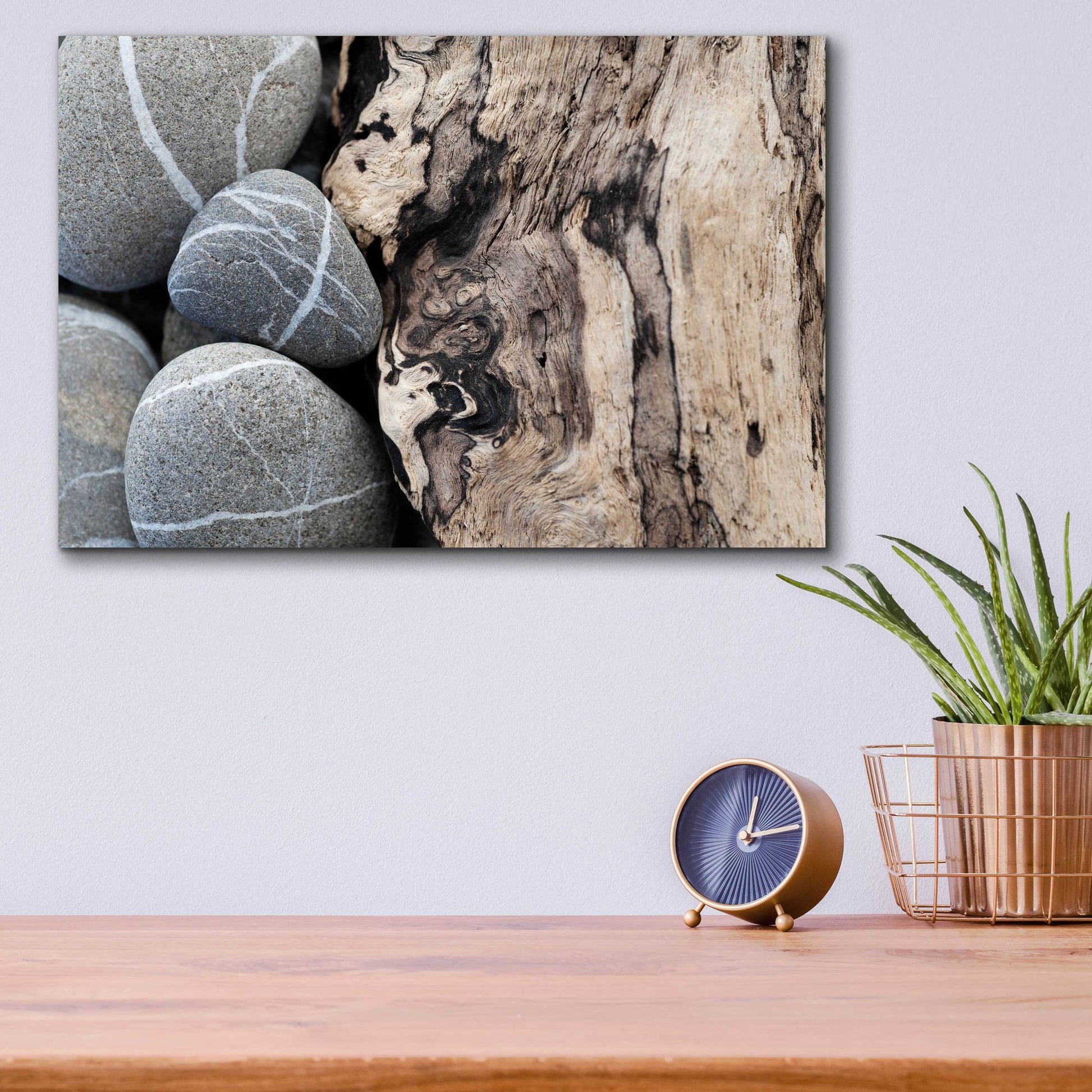 Epic Art 'Dirftwood and Beach Stones' by Elena Ray, Acrylic Glass Wall Art,16x12