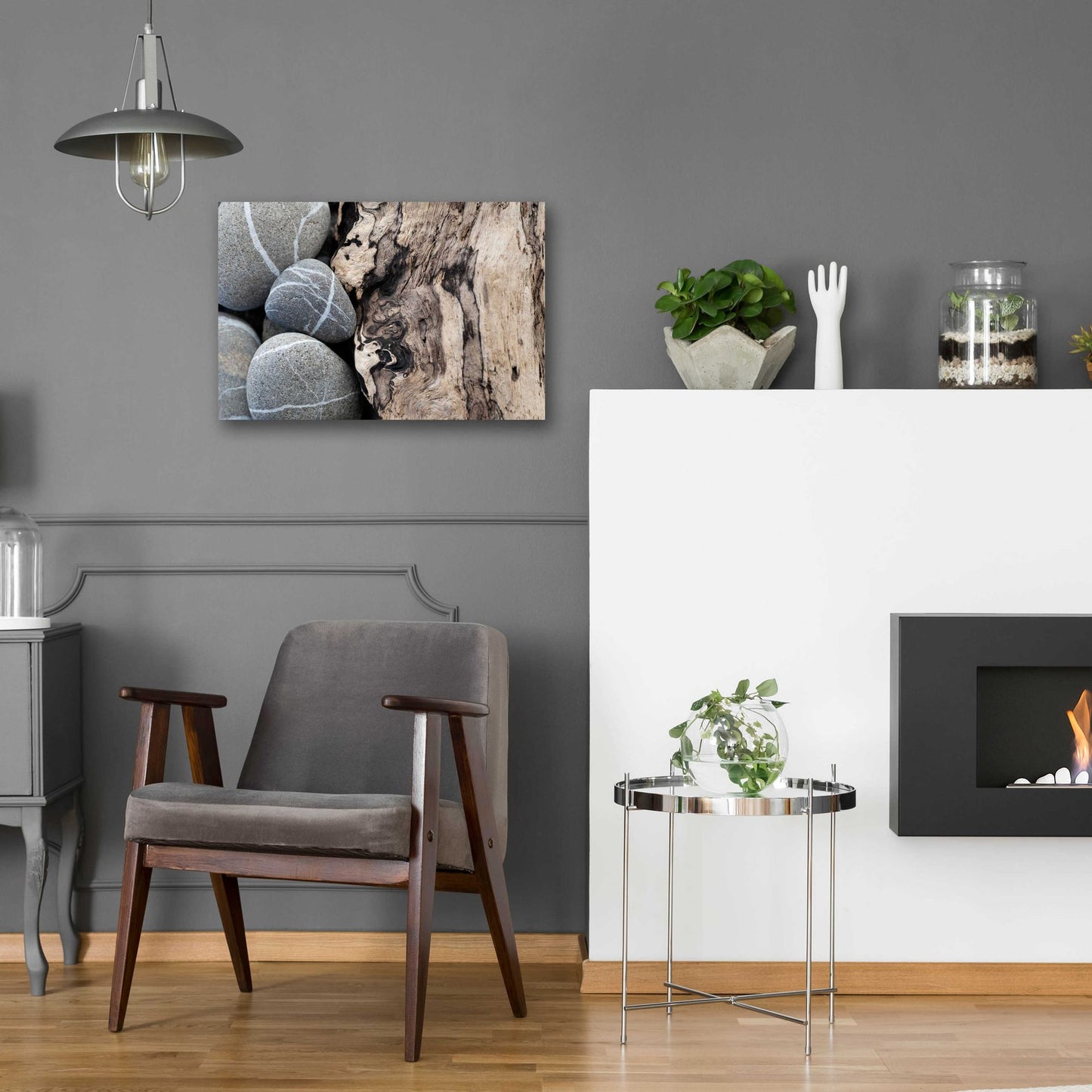 Epic Art 'Dirftwood and Beach Stones' by Elena Ray, Acrylic Glass Wall Art,24x16