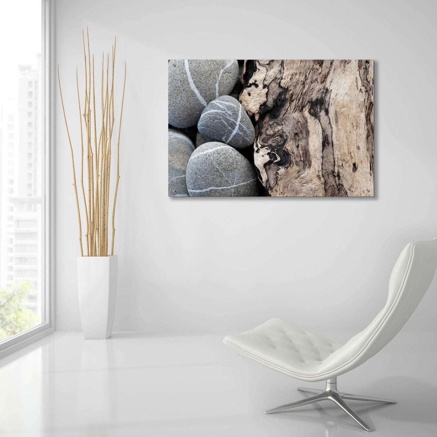Epic Art 'Dirftwood and Beach Stones' by Elena Ray, Acrylic Glass Wall Art,36x24