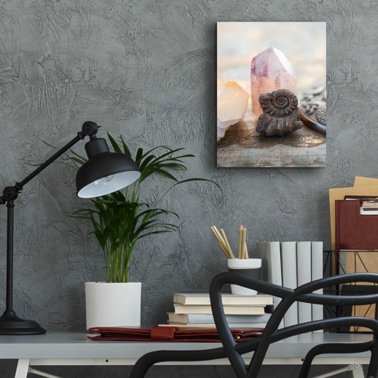 Epic Art 'Crystal and Fossil' by Elena Ray, Acrylic Glass Wall Art,12x16