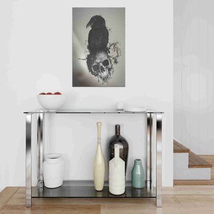 Epic Art "Raven and Skull" by Nicklas Gustafsson, on Brushed Aluminum