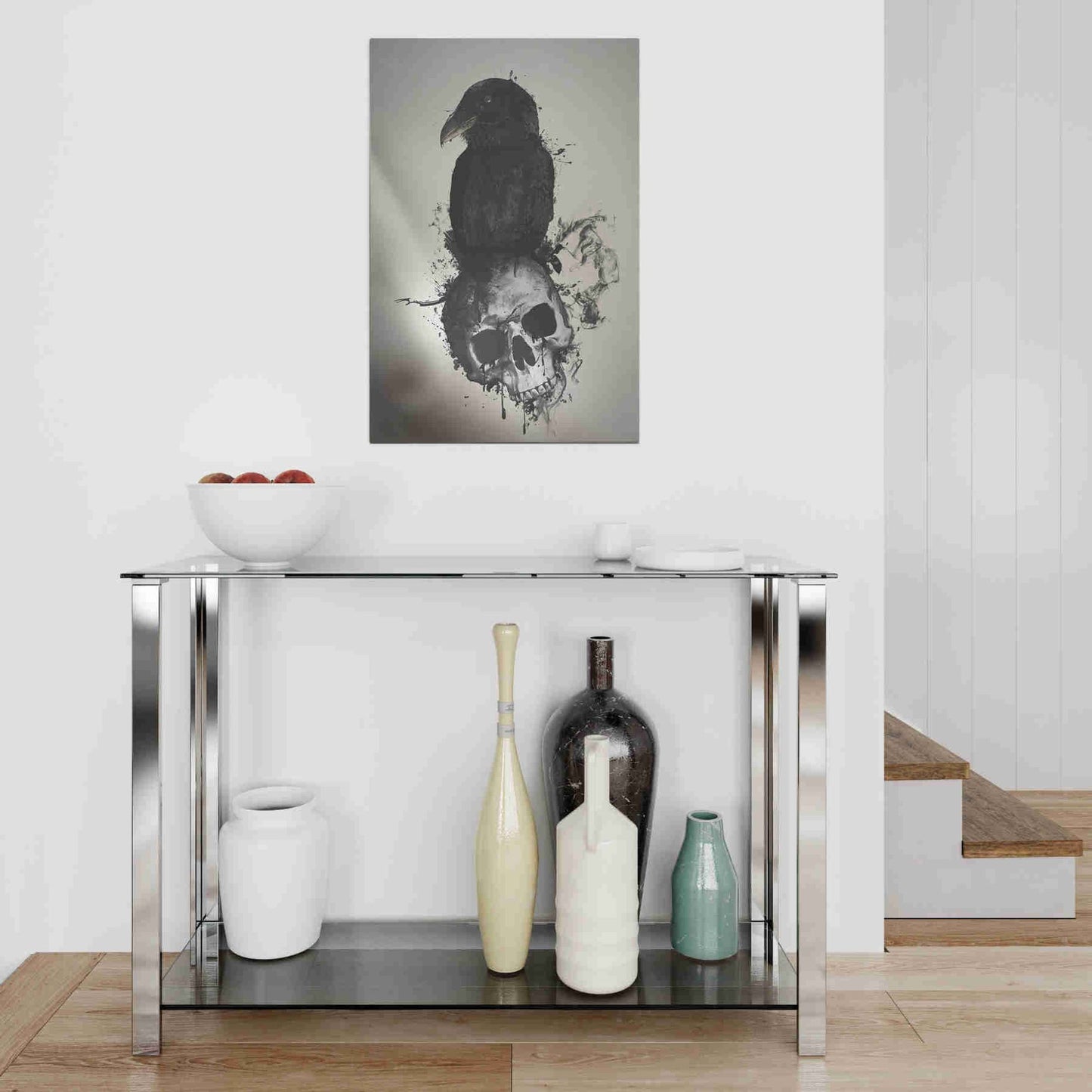 Epic Art "Raven and Skull" by Nicklas Gustafsson, on Brushed Aluminum,16 x 24