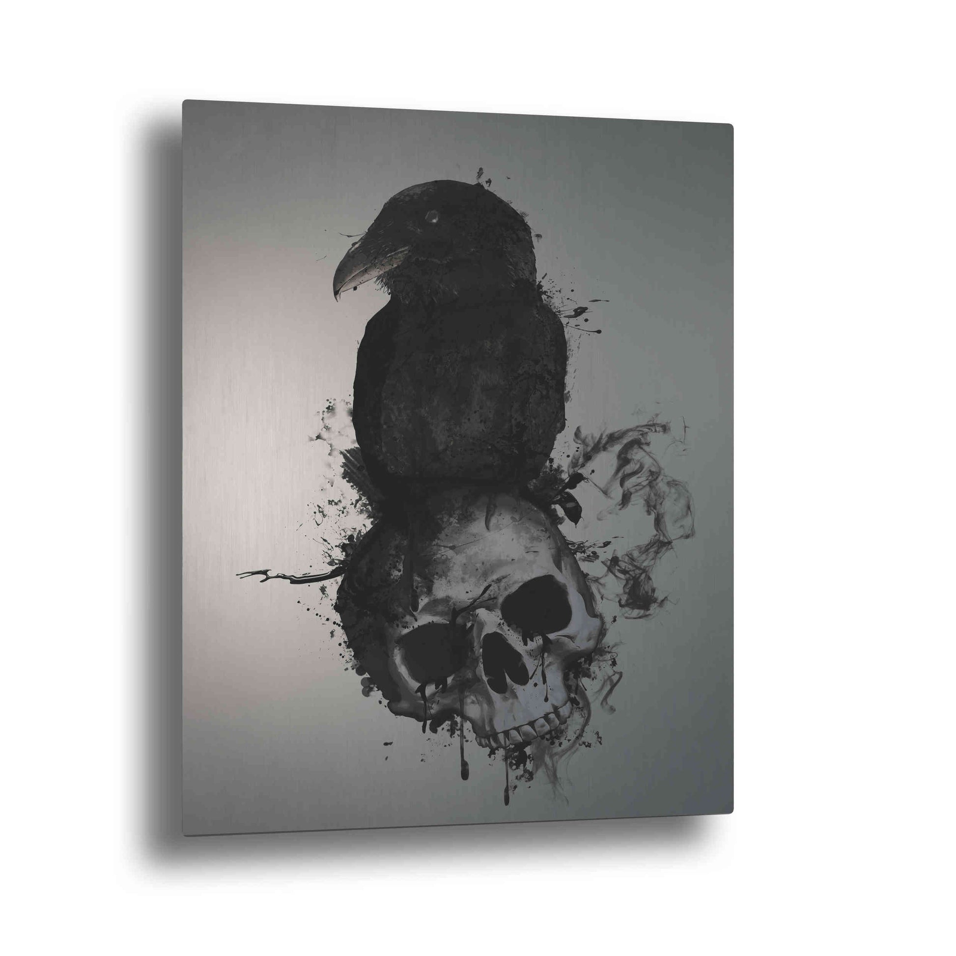 Epic Art "Raven and Skull" by Nicklas Gustafsson, on Brushed Aluminum