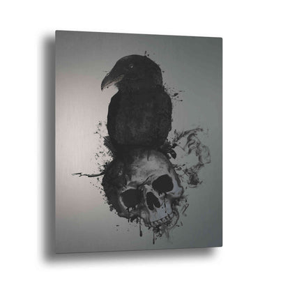 Epic Art "Raven and Skull" by Nicklas Gustafsson, on Brushed Aluminum