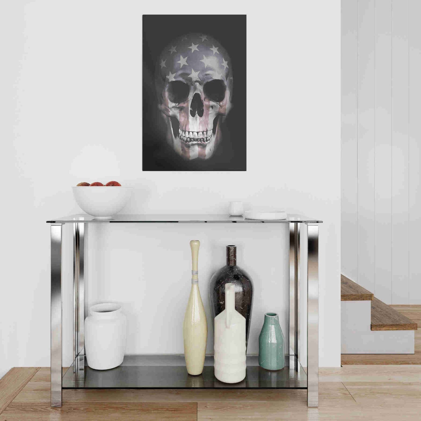 Epic Art "American Skull" by Nicklas Gustafsson, on Brushed Aluminum