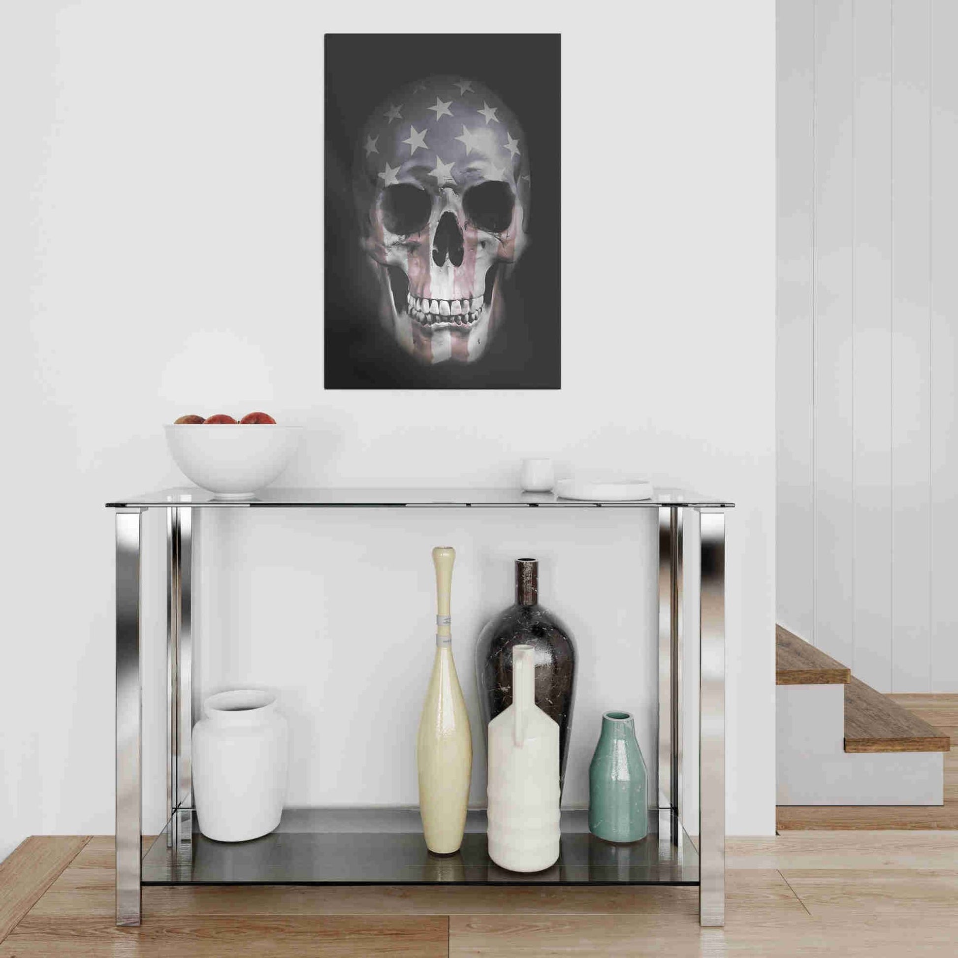 Epic Art "American Skull" by Nicklas Gustafsson, on Brushed Aluminum,16 x 24