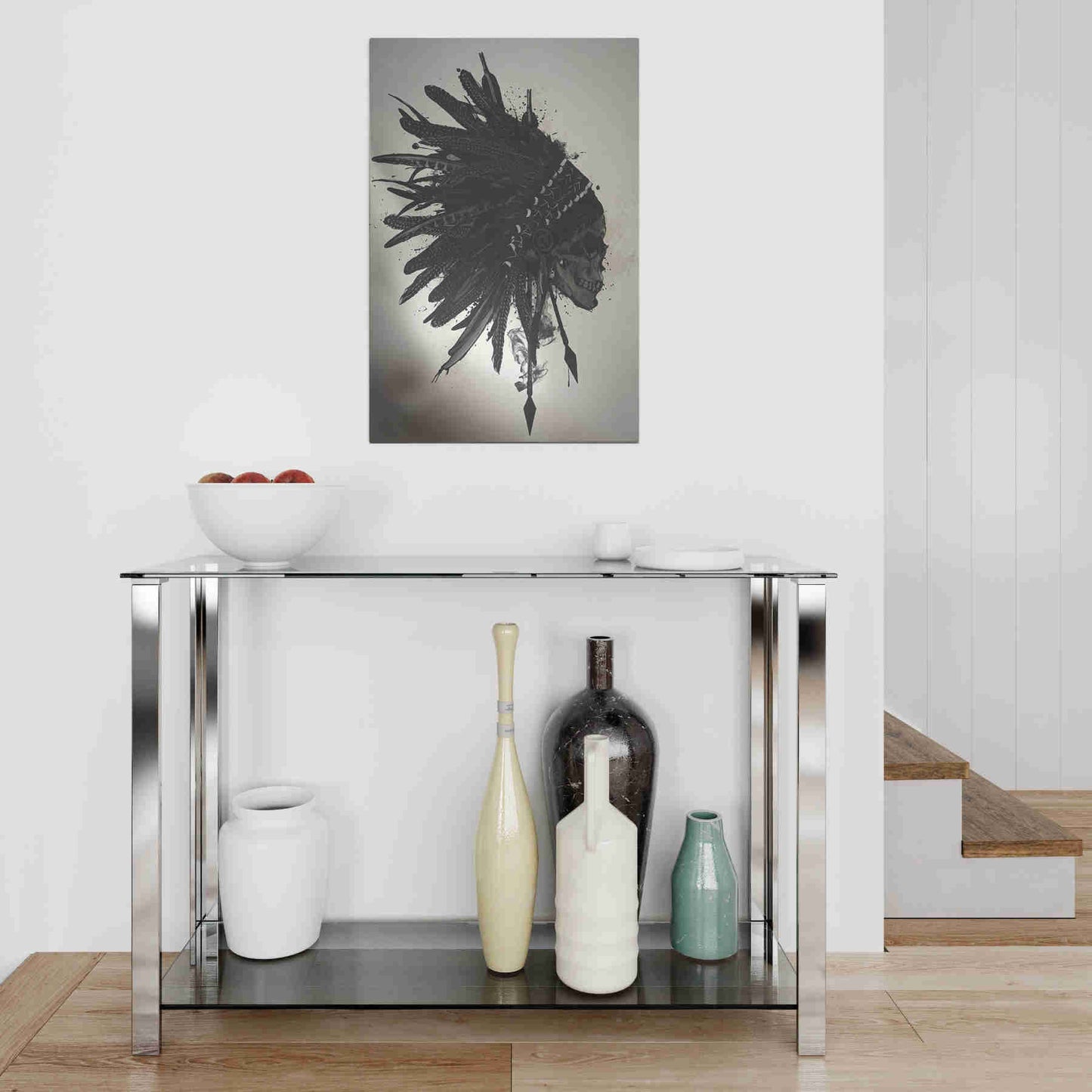 Epic Art "Warbonnet Skull" by Nicklas Gustafsson, on Brushed Aluminum