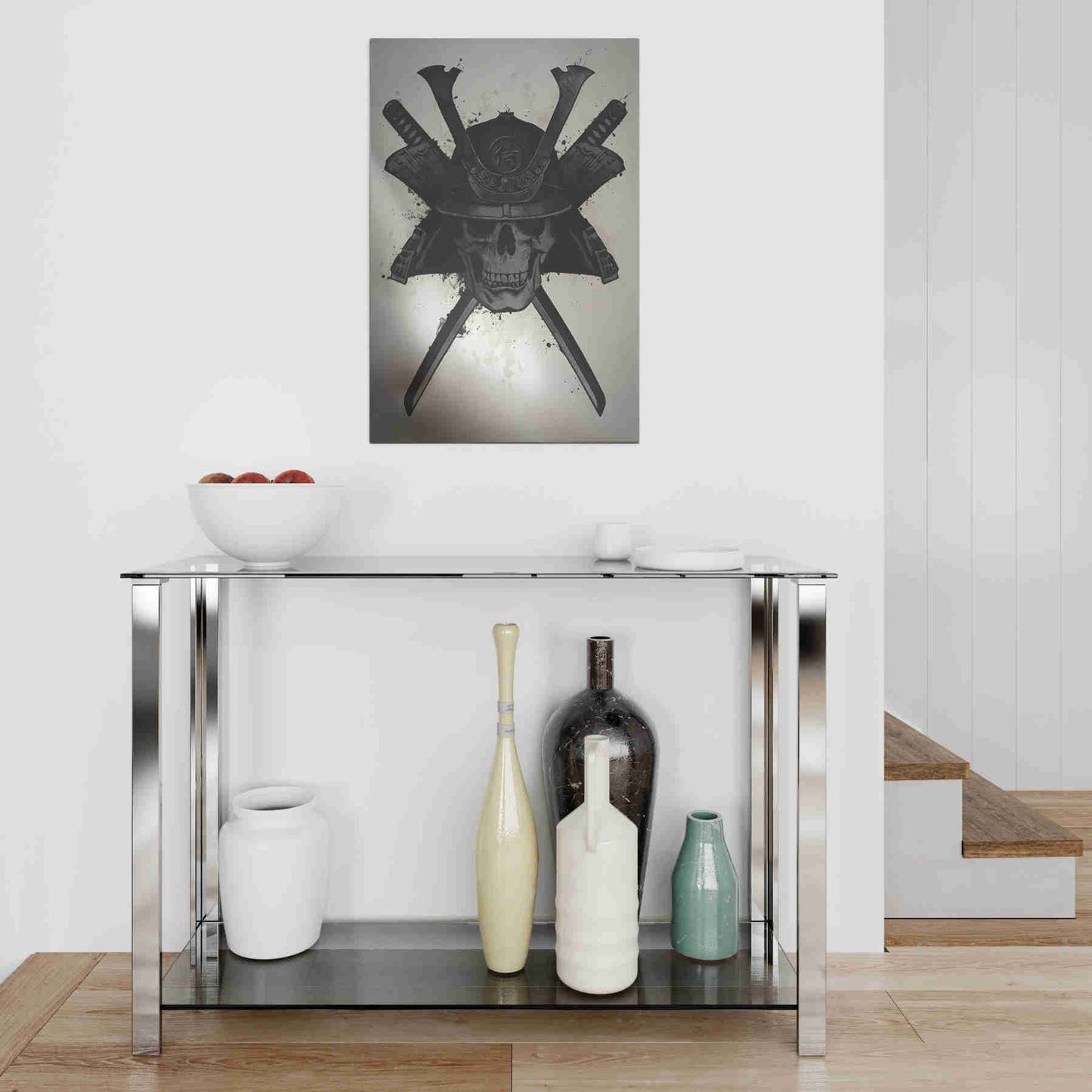 Epic Art "Samurai Skull" by Nicklas Gustafsson, on Brushed Aluminum,16 x 24