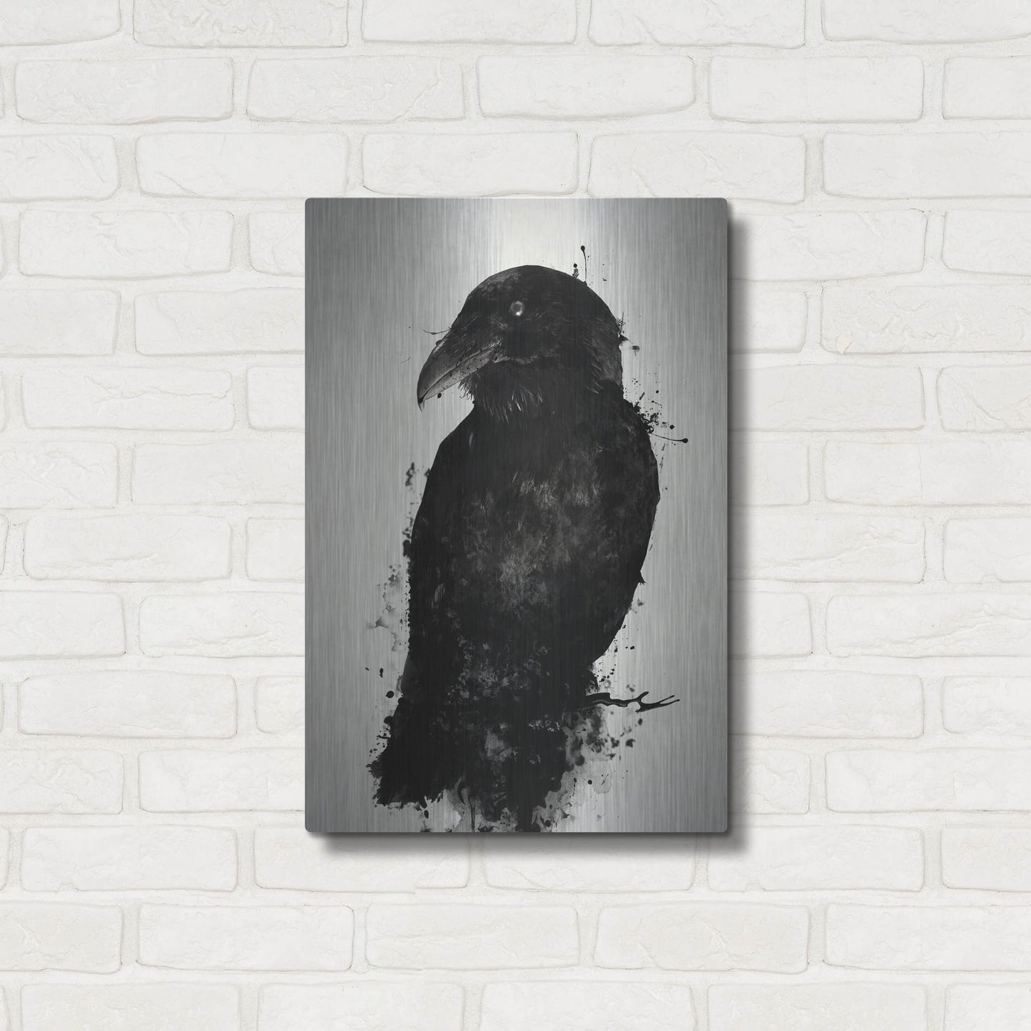 Epic Art "The Raven" by Nicklas Gustafsson, on Brushed Aluminum,16 x 24