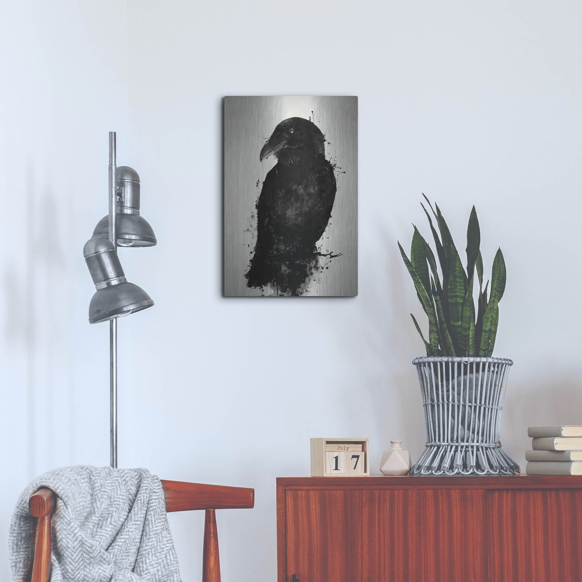 Epic Art "The Raven" by Nicklas Gustafsson, on Brushed Aluminum