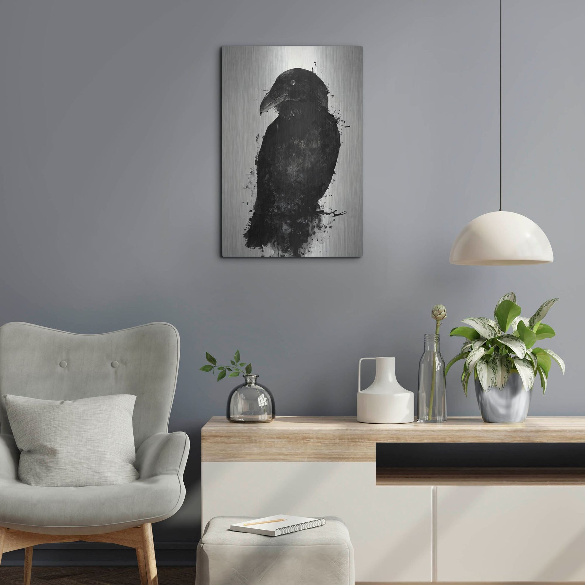 Epic Art "The Raven" by Nicklas Gustafsson, on Brushed Aluminum,16 x 24