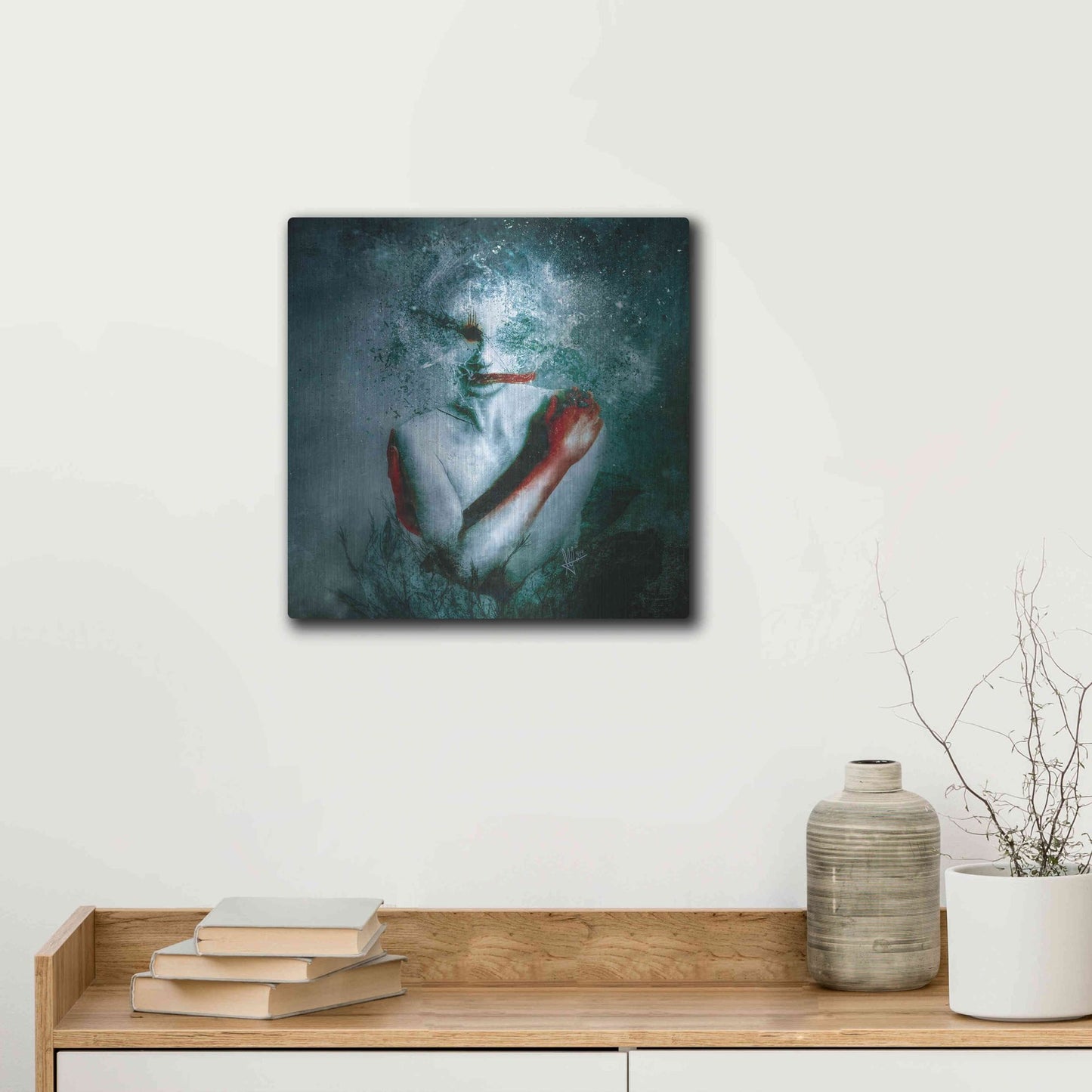 Luxe Metal Art '(Blooming) Protection' by Mario Sanchez Nevado, Metal Wall Art,12x12