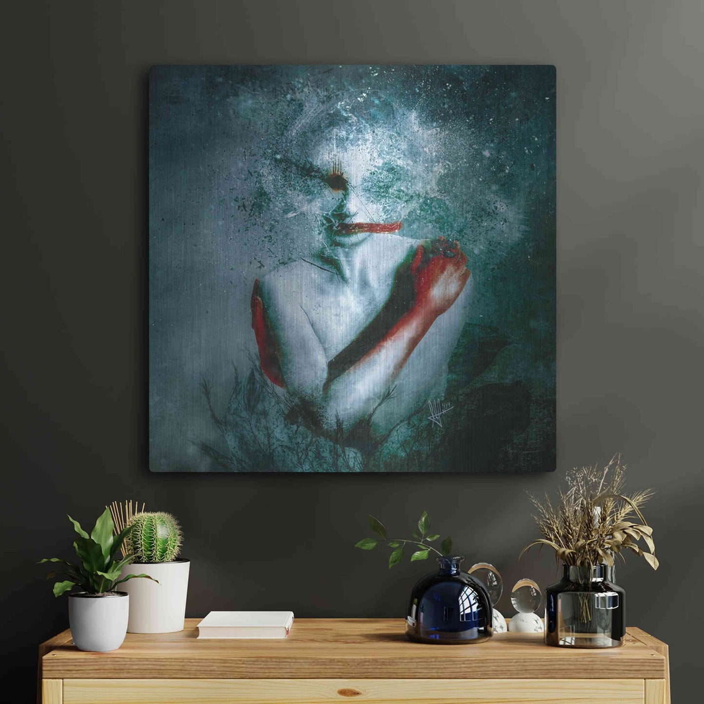 Luxe Metal Art '(Blooming) Protection' by Mario Sanchez Nevado, Metal Wall Art,24x24