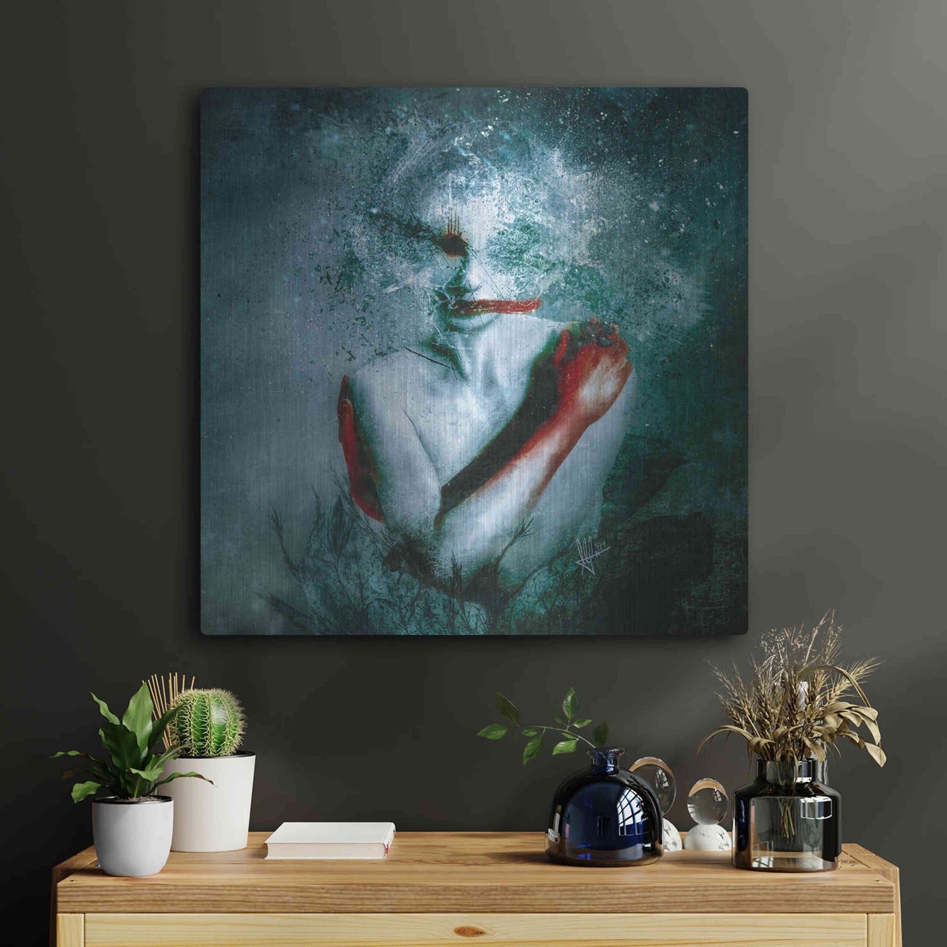 Luxe Metal Art '(Blooming) Protection' by Mario Sanchez Nevado, Metal Wall Art,24x24