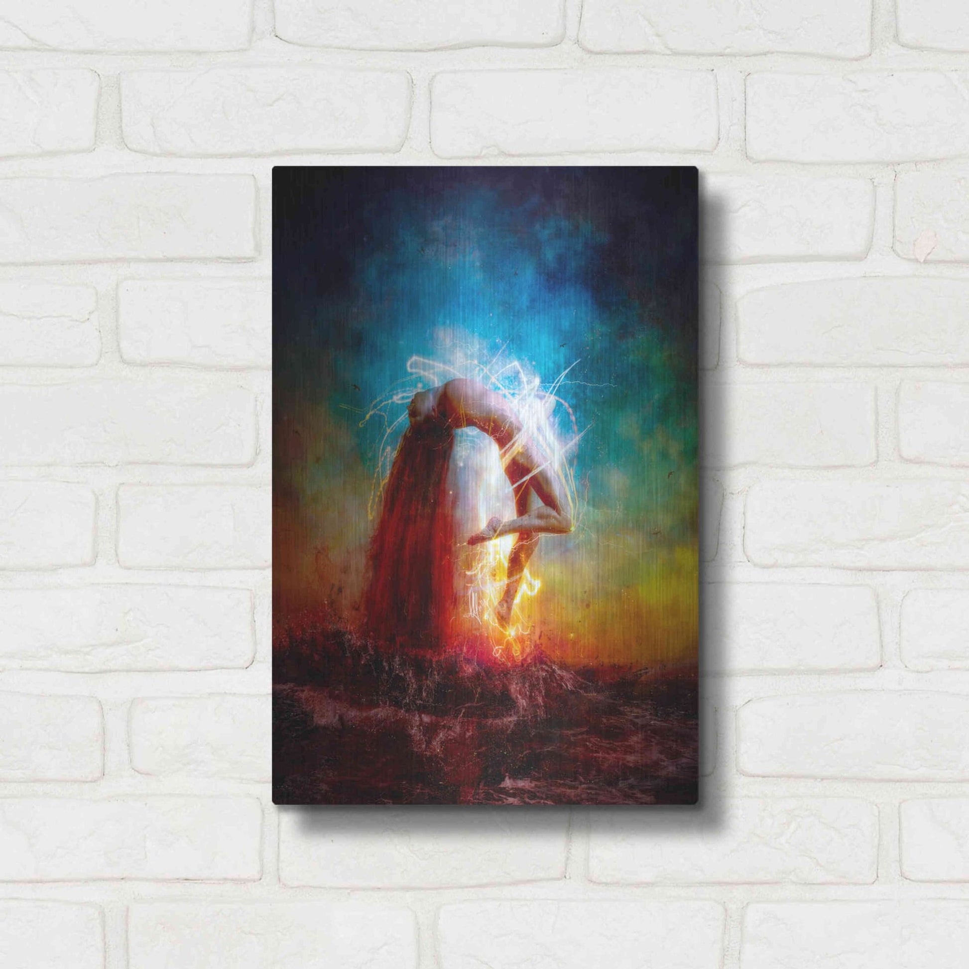 Luxe Metal Art 'Electricity' by Mario Sanchez Nevado, Metal Wall Art,12x16