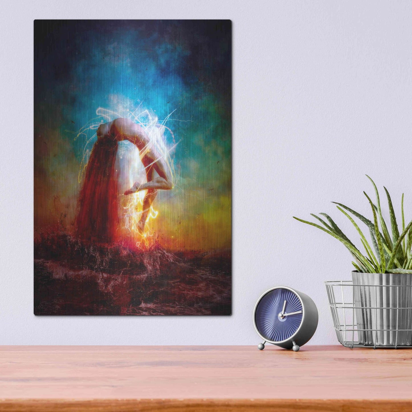 Luxe Metal Art 'Electricity' by Mario Sanchez Nevado, Metal Wall Art,12x16